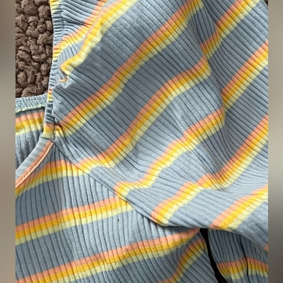 Cider Stripe Knot Front Crop Top Size  Summer Festival  Women's Pastel XL NWT - Picture 6 of 7